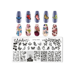 Love Heart Leaf Snake Leopard Nail Stamping Plate Design