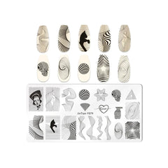 Love Heart Leaf Snake Leopard Nail Stamping Plate Design