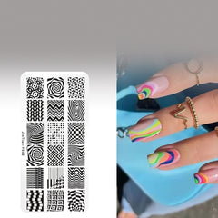 Love Heart Leaf Snake Leopard Nail Stamping Plate Design