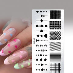 Love Heart Leaf Snake Leopard Nail Stamping Plate Design