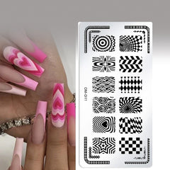 Love Heart Leaf Snake Leopard Nail Stamping Plate Design