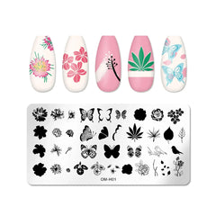 Love Heart Leaf Snake Leopard Nail Stamping Plate Design