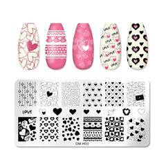 Love Heart Leaf Snake Leopard Nail Stamping Plate Design