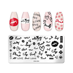 Love Heart Leaf Snake Leopard Nail Stamping Plate Design