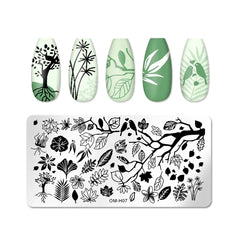 Love Heart Leaf Snake Leopard Nail Stamping Plate Design