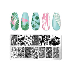 Love Heart Leaf Snake Leopard Nail Stamping Plate Design