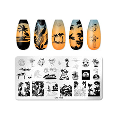 Love Heart Leaf Snake Leopard Nail Stamping Plate Design