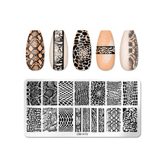 Love Heart Leaf Snake Leopard Nail Stamping Plate Design