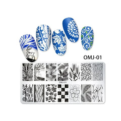 Love Heart Leaf Snake Leopard Nail Stamping Plate Design