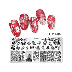 Love Heart Leaf Snake Leopard Nail Stamping Plate Design
