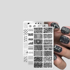 Love Heart Leaf Snake Leopard Nail Stamping Plate Design