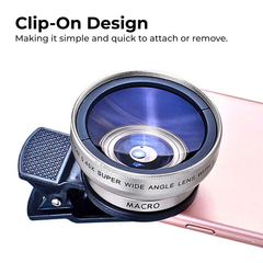 Universal Clip-On 2-in-1 Phone Lens — 0.45× Wide + Macro