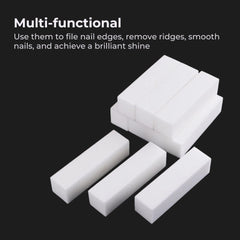 Manicure Pedicure Nail Buffer & File Set - 10 White Sponges