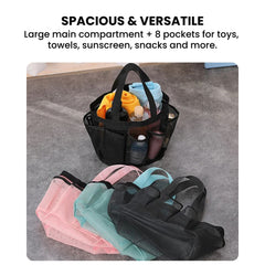 Mesh Beach Tote Bag — 8-Pocket Foldable Pool Bag