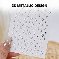 Metallic Star & Heart Nail Stickers - 6 Sheet Decals