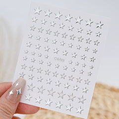 Metallic Star & Heart Nail Stickers - 6 Sheet Decals