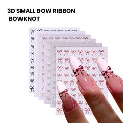 Mini 3D Bow Nail Stickers – 6pcs Kawaii Y2K Nail Art