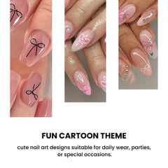 Mini Bow Nail Art Stickers Pink White Black 1/2pcs Decals