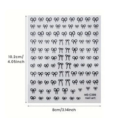 Mini Bow Nail Art Stickers Pink White Black 1/2pcs Decals