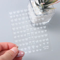 Mini Bow Nail Art Stickers Pink White Black 1/2pcs Decals