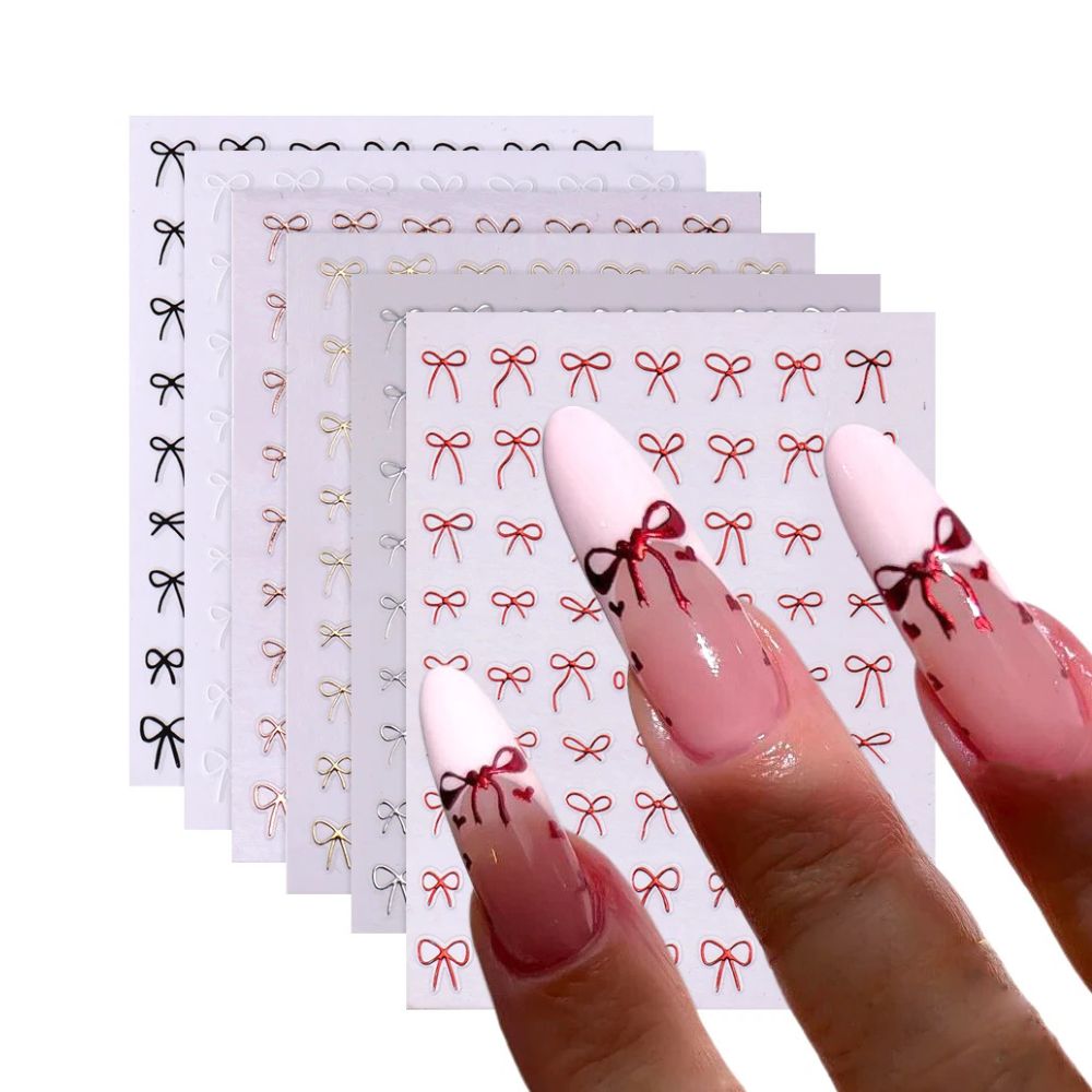 Mini 3D Bow Nail Stickers – 6pcs Kawaii Y2K Nail Art