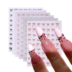 Mini 3D Bow Nail Stickers – 6pcs Kawaii Y2K Nail Art
