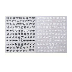 Mini Bow Nail Art Stickers Pink White Black 1/2pcs Decals