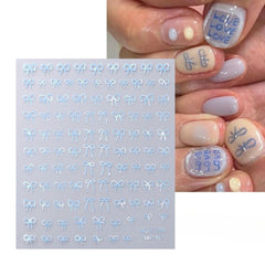 Mini Bow Nail Art Stickers Pink White Black 1/2pcs Decals