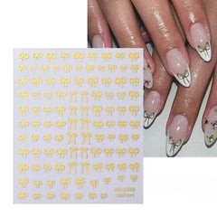 Mini Bow Nail Art Stickers Pink White Black 1/2pcs Decals