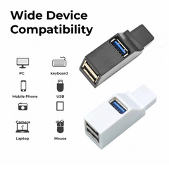 Mini USB 3.0 Hub 3-Port High Speed for PC Laptop