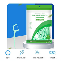 Mint Dental Floss Picks for Fresh Breath & Clean Teeth 100pcs