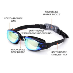 Mirrored Swim Goggles — Anti-Fog 180° Wide View
