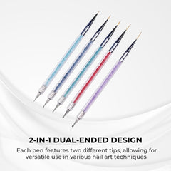 Nail Art Brush Set 2-in-1 Dotting & Liner Pens – 5pcs Kit