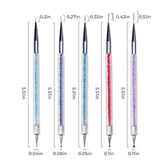 Nail Art Brush Set 2-in-1 Dotting & Liner Pens – 5pcs Kit