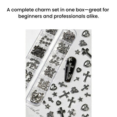 Nail Art Charms Box – Vintage Y2K Heart & Star 12 Grids