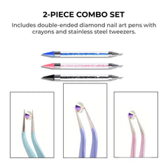 Nail Art Diamond Pens with Tweezers for Lashes & Nails