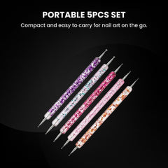 Nail Dotting Pen Set 5Pcs Dual-Ended Tools for Art & Gems