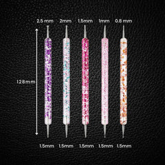 Nail Dotting Pen Set 5Pcs Dual-Ended Tools for Art & Gems
