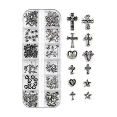 Nail Art Charms Box – Vintage Y2K Heart & Star 12 Grids