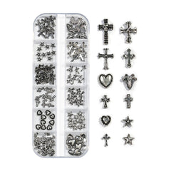 Nail Art Charms Box – Vintage Y2K Heart & Star 12 Grids