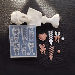Nail Art Mold 3D Heart Skirt Lace Silicone Template
