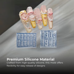 Nail Art Mold 3D Heart Skirt Lace Silicone Template