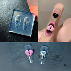 Nail Art Mold 3D Heart Skirt Lace Silicone Template