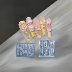 Nail Art Mold 3D Heart Skirt Lace Silicone Template