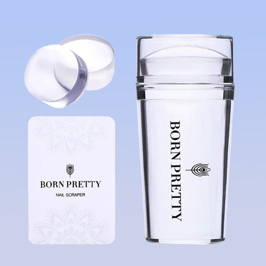 Nail Art Stamping Kit with Clear Jelly Stamper & Scraper