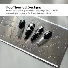 Nail Stamping Plate – Cute Pets & Ripple Pattern Template