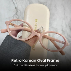Oval Retro Korean Anti-Blue Light Eyeglasses Women