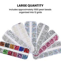 Pearl Rhinestones for Nails – 12 Grids Flatback Beads
