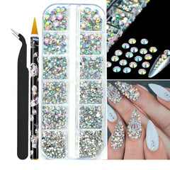 Pearl Rhinestones for Nails – 12 Grids Flatback Beads