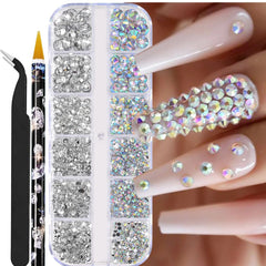 Pearl Rhinestones for Nails – 12 Grids Flatback Beads
